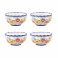 Set of 4 bohemian ceramic lotus bowls, 4.5 inch 300ml floral tableware for kitchen. - 4.5 Inch Bowl 4-Pack