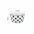 Bol de riz en céramique minimaliste de 4,5 pouces à pois noirs et blancs, vaisselle élégante. - Bols tendance 4,5 pouces / 1 Pièce/Paquet / Pois