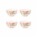 Set di 4 ciotole di riso in ceramica 4,5 pollici design floreale melograno microonde - 4,5 Pollici / Fiore di melograno / Confezione da 4