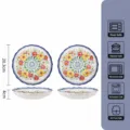 8 Inch Ceramic Lotus Dinner Plates Bohemian Floral Serving Dish Set of 2 Pieces - 8-Inch Lotus Plates (Pack of 2)