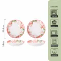 Piatto di ceramica loto da 8 pollici set di 2, piatto fondo floreale di melograno. - 8 Pollici Fiore di Melograno 2 Pezzi