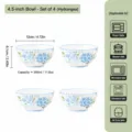 Set 4 ciotole di riso in ceramica, 12cm motivo ortensia blu set di stoviglie da cucina. - 4,5 Pollici / Ortensia / Confezione da 4