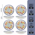8 Inch Bohemian Ceramic Dinner Plates Set of 4 Colorful Floral Pattern Kitchen Dishware - 8 Inch Plate 4-Pack