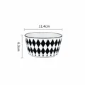 Bol à riz en céramique à losanges noirs et blancs minimaliste, vaisselle de style japonais. - Bols tendance 4,5 pouces / 1 Pièce / Motif Arlequin