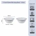 Lot de 2 bols à soupe en céramique bleu français, bols de 7,5 pouces 800ml pour la cuisine. - Lot de 2 Bols à Soupe en Dentelle de 7.5 Pouces
