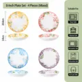 Set 4 piatti in ceramica loto da 8 pollici, bellissimo servizio di stoviglie floreali cucina. - 8 Pollici Motivi Misti 4 Pezzi