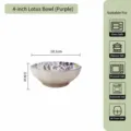 Ciotola in ceramica loto da 4 pollici, ciotola di riso floreale viola sottovetro cucina - 4 Pollici / Violetto / Solo Piattino