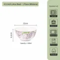 Ciotola per riso in ceramica loto da 4.5 pollici design glicine viola, stoviglia elegante. - 4,5 Pollici / Violetto / Confezione da 1