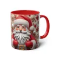 3D Santa Claus Christmas Ceramic Coffee Mug with Red Handle and Festive Design for Home Office - 51