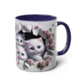 Charming 3D kitten ceramic mug with blue handle, cute cat print coffee cup for office daily use. - 301-400ml / Style 53