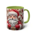 Christmas Santa ceramic coffee mug with green handle and festive 3D print holiday gift cup - 53