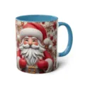 3D Santa Claus ceramic coffee mug with blue handle, perfect for office holiday gift use. - 54