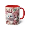 3D cute kitten ceramic mug with red handle, creative succulent plant pattern office coffee cup - 301-400ml / Style 57