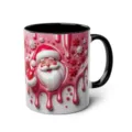 Christmas 3D Santa ceramic mug with black rim handle festive holiday coffee cup for office home - 57