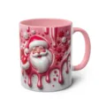Pink ceramic coffee mug with 3D Santa Claus design, cute holiday drinkware for office. - 63