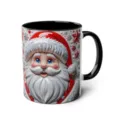 3D Santa Claus Ceramic Coffee Mug with Black Handle and Rim Festive Holiday Drinkware - 64