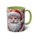 3D Santa Claus Ceramic Coffee Mug with Green Handle and Festive Holiday Design SKU - 67