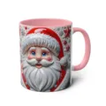 3D Santa Claus ceramic coffee mug with pink handle, perfect for holiday gifts and office use. - 70