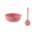 Rosa Keramik Doppeloeffel Schuessel Set, 18,5cm Durchmesser 750ml Kapazitaet Kuechengeschirr. - Schüssel mit Löffel / Himbeerrosa