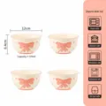 Set di 4 ciotole in ceramica da 4,5 pollici con grazioso fiocco rosa e motivo a cuori - Ciotola da 4,5 Pollici Confezione da 4
