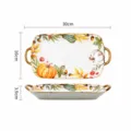 Magnifique grand plat à poisson rectangulaire en céramique motif citrouille d'automne. - Assiette à poisson nordique 12 pouces à deux anses