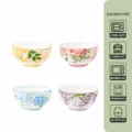 Set di 4 ciotole di riso in ceramica con design floreale di loto, 12 cm, adatte per forno e microonde. - 4 Pollici / Assortimento Misto / Confezione da 4