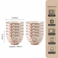 Ceramic bowls set of 10, 4.5 inch lotus edge bowls with elegant bird and branch pattern design. - Lotus Rim Bowl / 4.5 Inch 10 Pack / Milky White Glaze Magpie and Branch