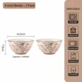 Set of 2 ceramic bowls 6 inch rimmed soup bowl with floral bird pattern for home kitchen - Lotus Rim Bowl / 6 Inch 2 Pack / Milky White Glaze Magpie and Branch