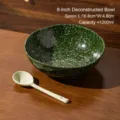 Bol à salade en céramique verte mouchetée avec cuillère, 8 pouces 1200ml grand bol de soupe. - Bol Déconstruit 8.25 Pouces avec Cuillère / Vert