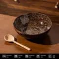 Bol a salade en ceramique mouchetee avec cuillere ensemble 1200ml vaisselle marron - Bol Déconstruit 8.25 Pouces avec Cuillère / Brun Miel