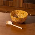 Tazón de yogur de cerámica naranja de 6 pulgadas con cuchara, vajilla elegante esmaltada salpicada. - Bol de Yogur de 6 Pulgadas con Cuchara Retorcida / 1 Pieza/Paquete / Naranja Mandarina
