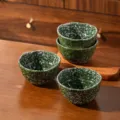 Lot de 4 bols en céramique verte mouchetée, design irrégulier de 4,5 pouces pour le riz. - Bol Irrégulier de 4.5 Pouces / Lot de 4 / Vert