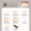 Service de vaisselle en céramique rétro de 20 pièces avec bols, assiettes et baguettes en bois. - Service de table 20 pièces pour 4 personnes - Style romain à glaçure réactive - Coffret cadeau exquis