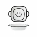 9-inch keramische vierkante ovenschaal met handvatten en schattig zwart-wit smiley gezicht. - Xinpei vierkante schalen met handgrepen 9 inch