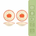 Set di piatti da frutta in ceramica con motivo di mela, piatto fondo da 8,2 pollici per cucina. - Piatto tondo da 8.2 pollici - Mela gialla - Set da 2