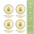 Set di 4 piatti in ceramica con avocado carino, 8.2 pollici piatti da portata per pasta e frutta. - Piatto tondo da 8.2 pollici - Avocado giallo - Set da 4