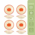 Set di 4 piatti da frutta in ceramica con simpatica fantasia di mela, 8.2 pollici. - Piatto tondo da 8.2 pollici - Mela gialla - Set da 4