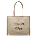 Sac cabas en paille tissée beige Summer Vibes sac à main de plage décontracté femme - Kaki