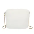 Sac bandoulière en peluche blanche avec chaîne dorée, sac d'épaule d'hiver moelleux pour femme. - Blanc