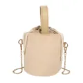 Sac seau en fausse fourrure duveteuse avec chaîne, élégant sac à main d'hiver pour les femmes. - Kaki