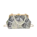 Sac à Main Pochette Vintage Jacquard Fermoir Boule avec Poignée Perle Rose Grise - Noir