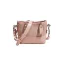 Roze nep stro geweven emmer schouder crossbody tas voor dames zomer chic stijl - Roze