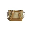 Geweven Stro Patchwork Ketting Emmer Tas Zomer Trend Woon-werkverkeer Schoudertas - Khaki