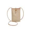 Sac bandoulière pour téléphone en imitation paille mini sac de loisirs avec lanière fine. - Kaki Avec Boucle Blanche