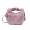 Sac à main en peluche rose pour femme, sac bandoulière en fausse fourrure douce d'hiver automne. - Rose