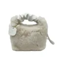 Sac à main bandoulière en fausse fourrure douce avec poignée en cuir froncé hiver - Blanc