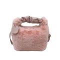 Sac à main pelucheux rose pour femme, sac bandoulière hiver fourrure douce avec poignée. - Rose Clair