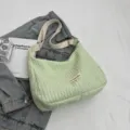Light Green Pleated Bubble Shoulder Crossbody Bag, Casual Korean Style Handbag For Women - Green