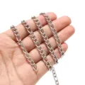 Chaine Figaro en acier inoxydable pour fabrication de bijoux DIY, collier resistant. - 1m / Acier