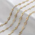 Stainless steel gold plated four leaf clover chain DIY jewelry making bracelet component. - 1m / Gold